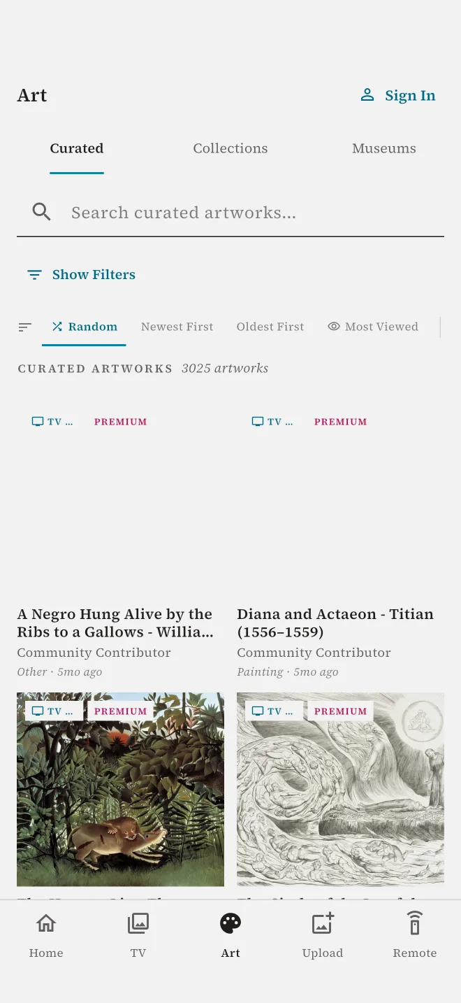 Browse curated art — free and premium