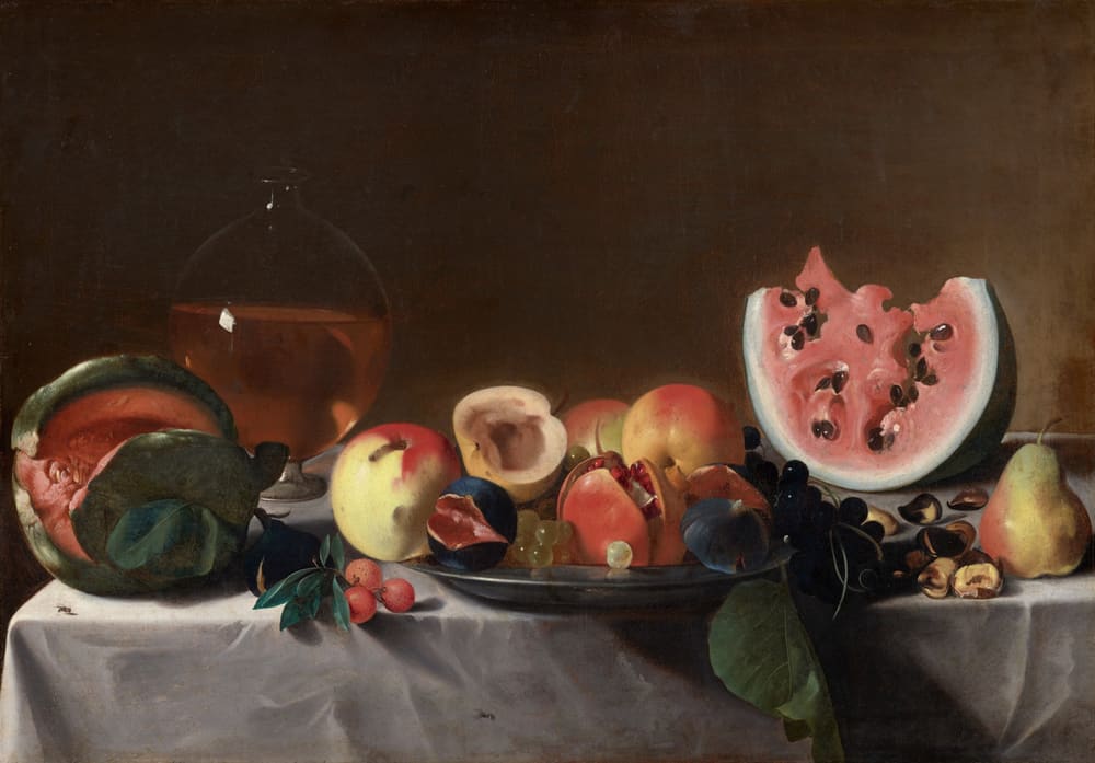 Still Life with Fruit and Carafe - Pensionante del Saraceni (c. 1610/1620)