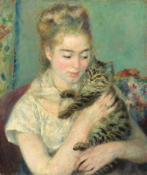 Woman with a Cat - Pierre-Auguste Renoir (1875)