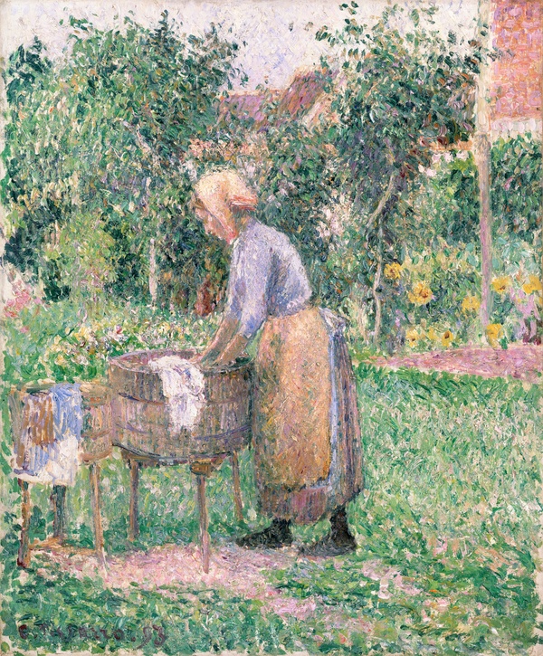 A Washerwoman at Éragny - Camille Pissarro (1893)