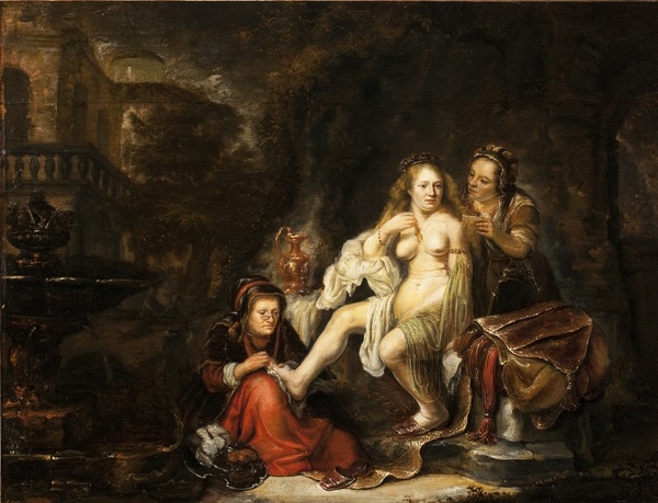 Bathsheba Receiving David's Letter - After Rembrandt / School of Govert Flinck (c. 1645)