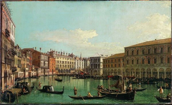 Grand Canal, Venice, Looking South toward the Rialto Bridge - Canaletto (1730s)