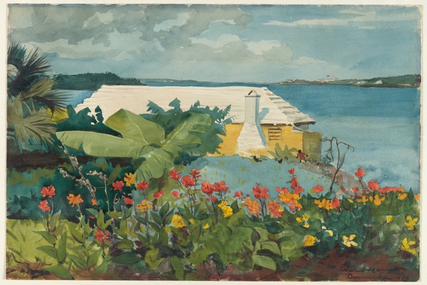 Flower Garden and Bungalow, Bermuda - Winslow Homer (1899)