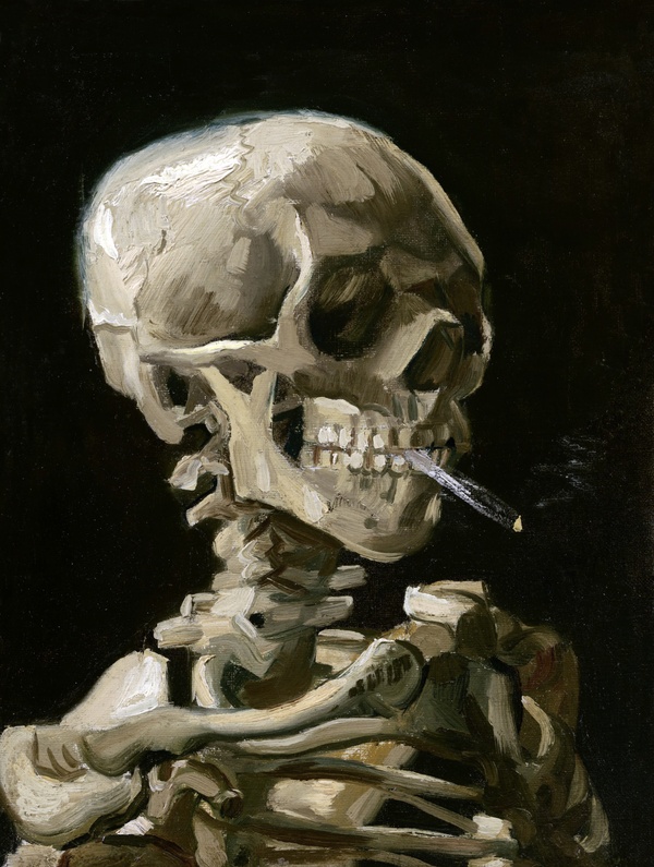 Head of a Skeleton with a Burning Cigarette - Vincent van Gogh (1886)