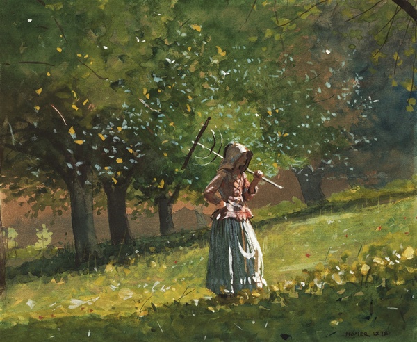 Girl with Hay Rake - Winslow Homer (1878)