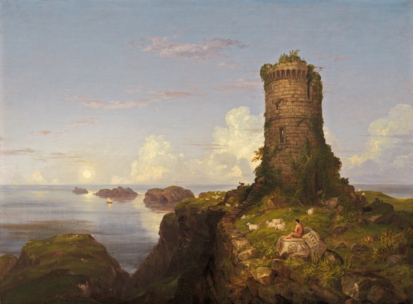 Italian Coast Scene with Ruined Tower - Thomas Cole (1838)