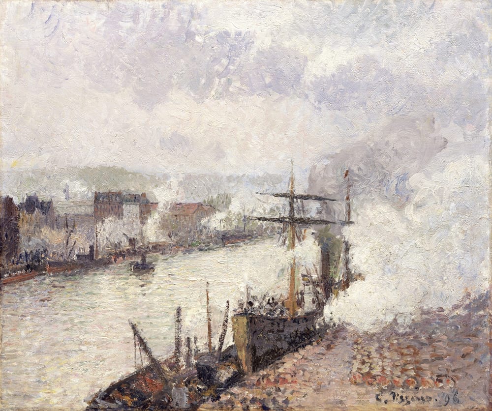 Steamboats in the Port of Rouen - Camille Pissarro (1896)