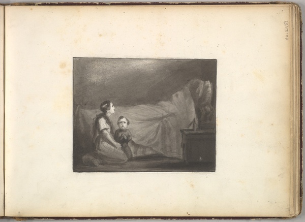 A Deathbed Scene (in Sketch Book With Drawings on Twenty-six Leaves) - Frederic Leighton (c. 1849)