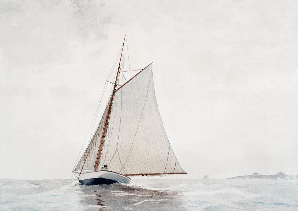 Sailing off Gloucester - Winslow Homer (ca. 1880)