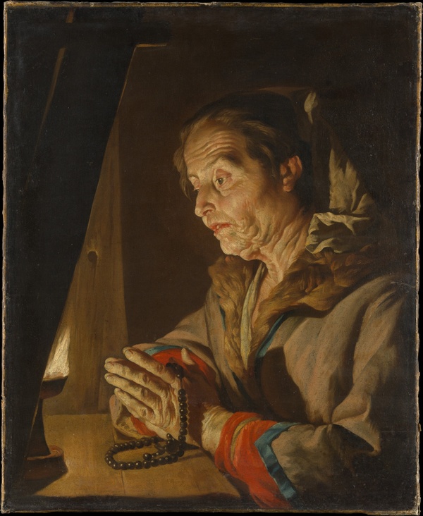 Old Woman Praying - Matthias Stom (late 1630s–early 1640s)