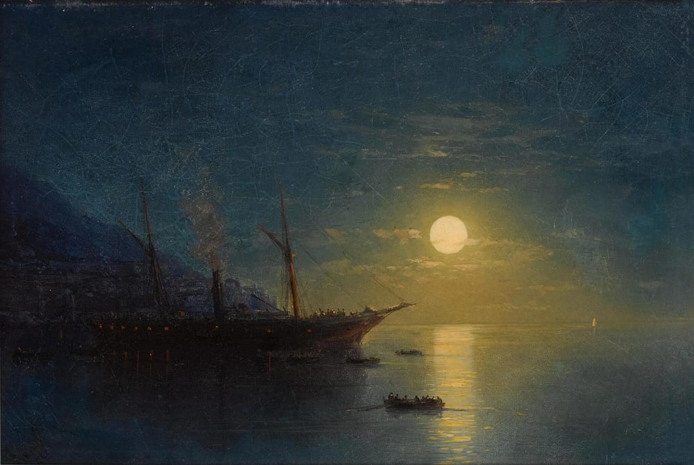 Steamship on a Moonlit Night - Ivan Aivazovsky (1884)
