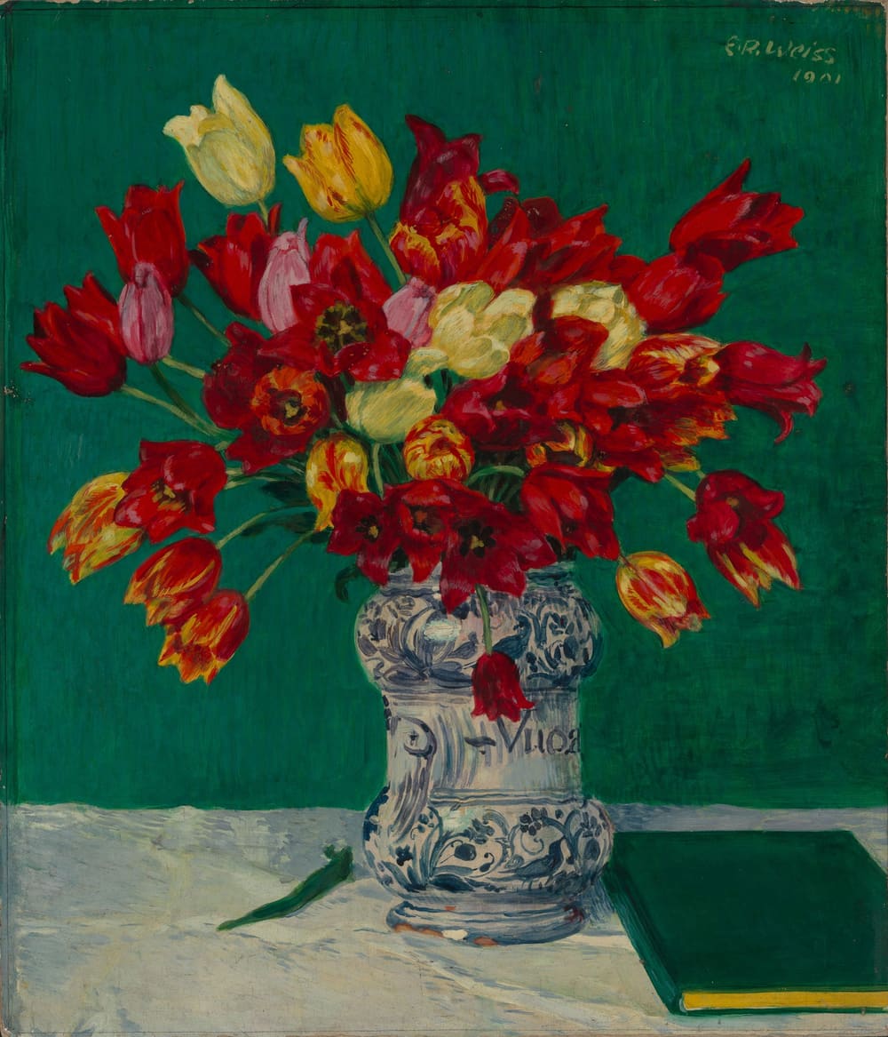 Rote Tulpen in Fayencekrug - Emil Rudolf Weiß (1901)