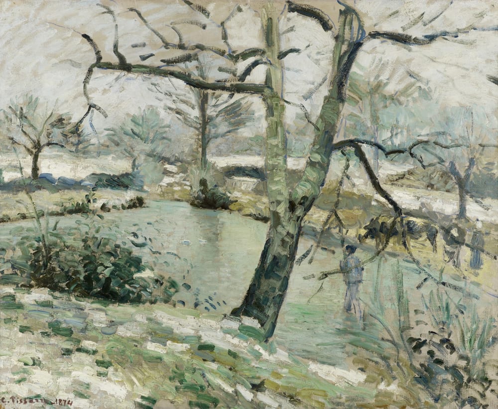 Montfoucault Pond, Winter Effect - Camille Pissarro (1874)