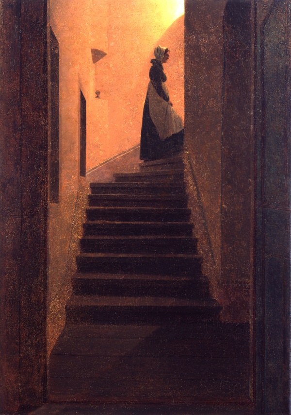 Lady on the Staircase (Caroline on the Stairs) - Caspar David Friedrich (1825)