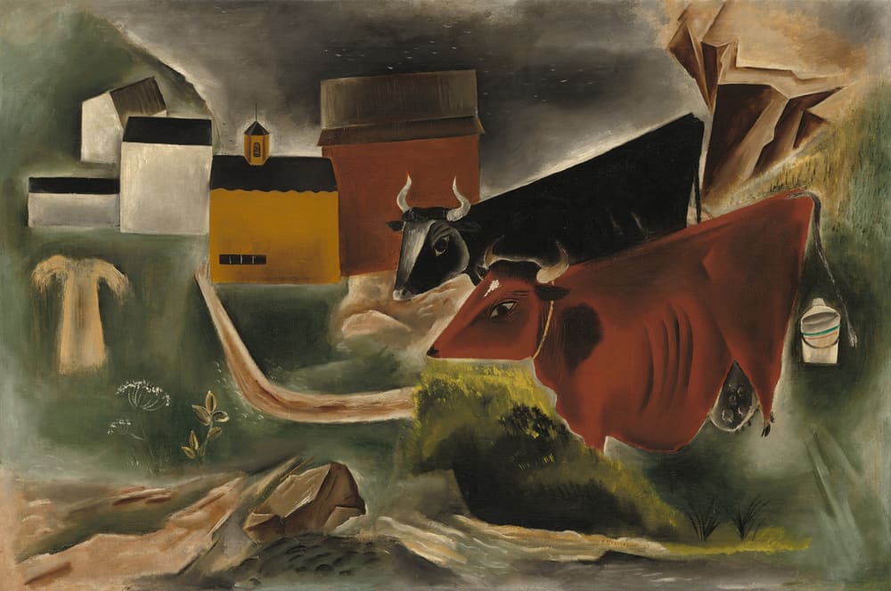 Cows in Pasture - Yasuo Kuniyoshi (1923)