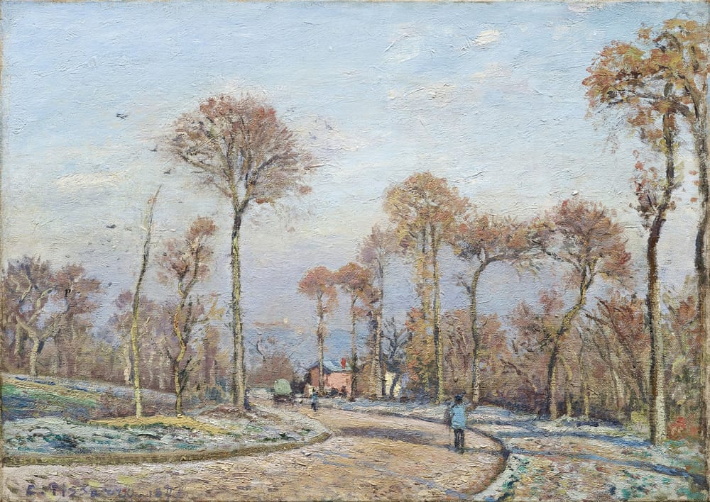 The Road to Versailles, Louveciennes: Morning Frost - Camille Pissarro (1871)