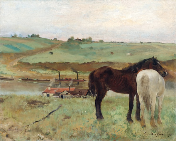 Horses in a Meadow - Edgar Degas (1871)