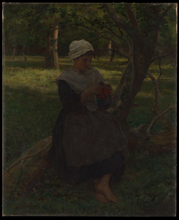 A Peasant Girl Knitting - Jules Breton (ca. 1870)