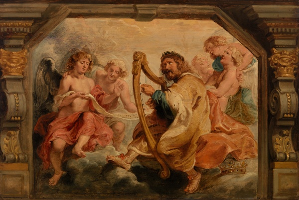 King David Playing the Harp - Peter Paul Rubens and Jan Boeckhorst (c. 1616, enlarged post-1640)