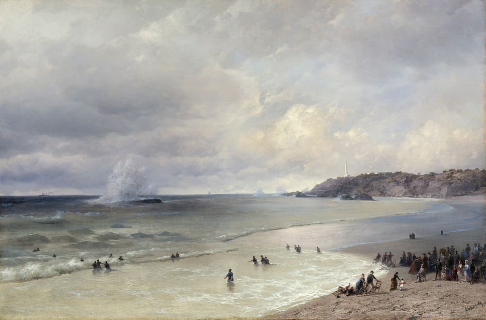 The Beach at Biarritz - Ivan Aivazovsky (19th century)