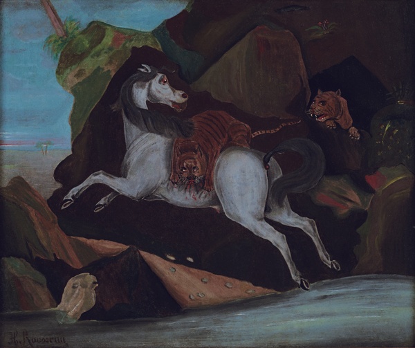 Tiger Attacking a Horse - Henri Rousseau (1910)