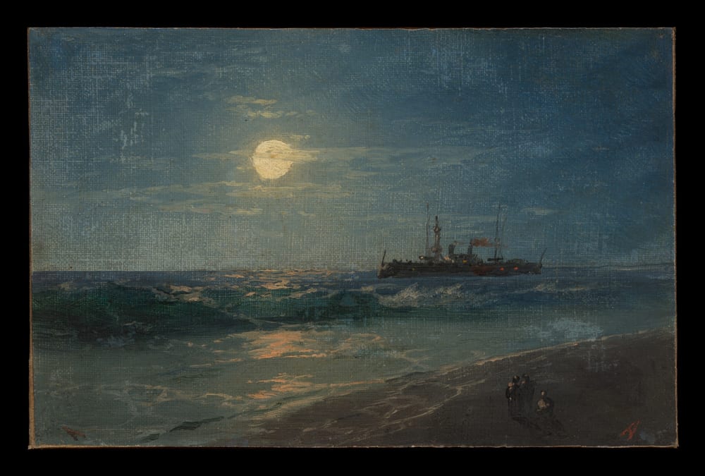 Ship by Moonlight - Ivan Konstantinovich Aivazovsky (date unknown, 19th century)