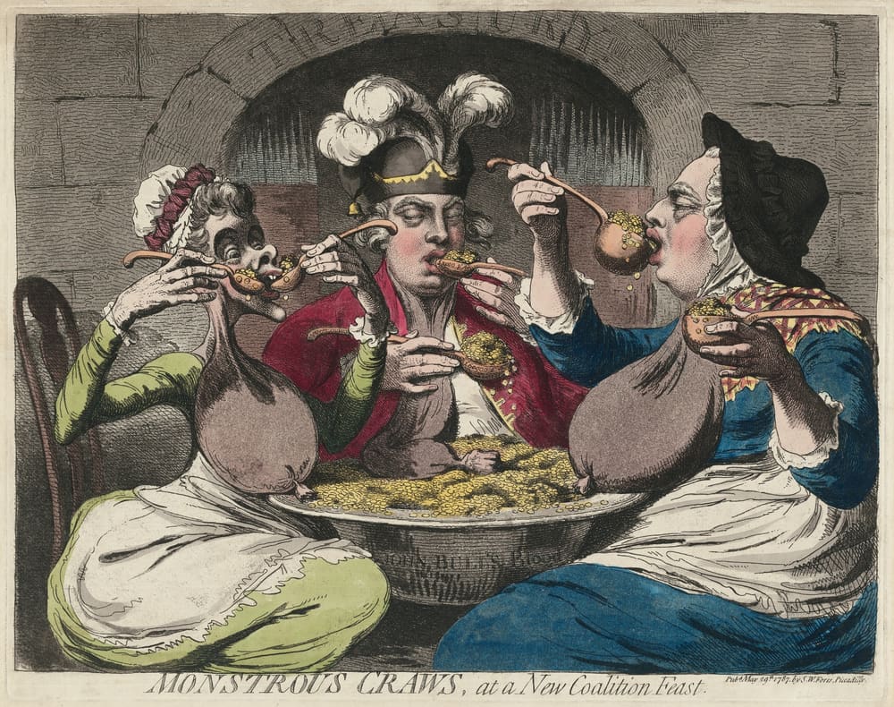 Monstrous Craws, at a New Coalition Feast - James Gillray (1787)