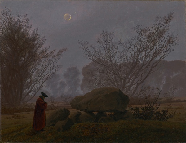 A Walk at Dusk - Caspar David Friedrich (c. 1830–1835)